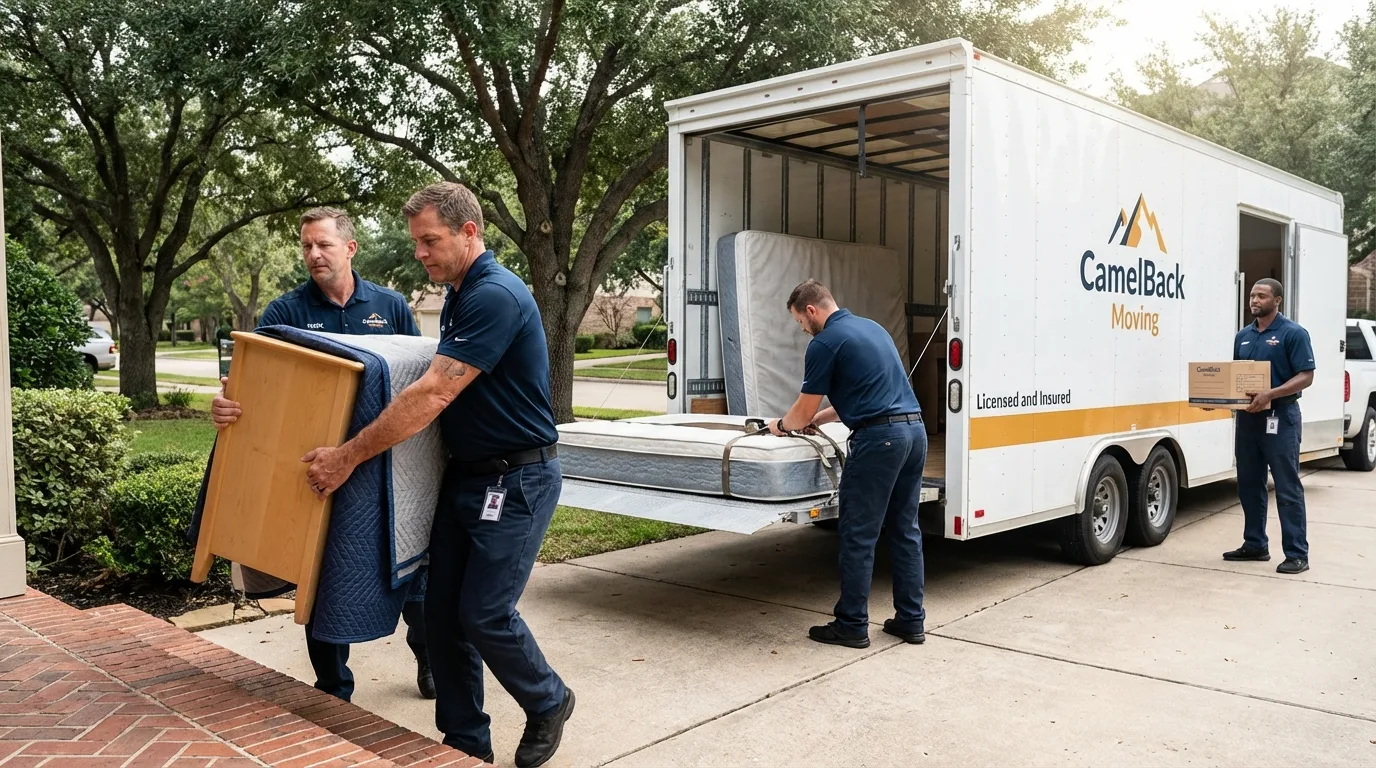 Crew loading residential truck for cross-state move from Bonifay, FL